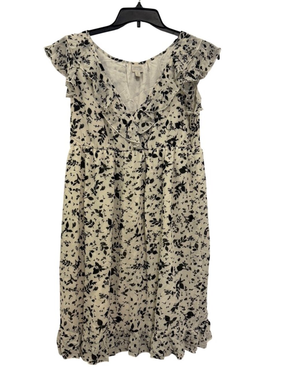 Converse One Star Womens Floral Ruffle Dress Size Large Black & White